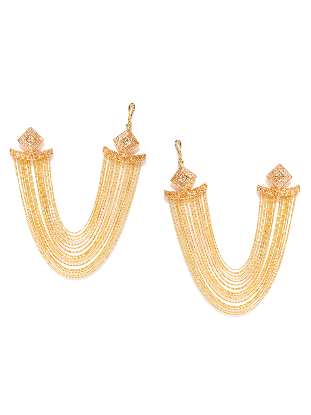 YouBella Gold-Toned Classic Studs with Ear Chains